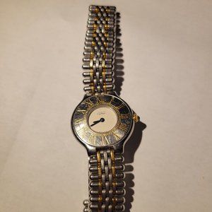 Cartier Must 21 Stainless Steel Gold Quartz Analóg Watch Used for Women